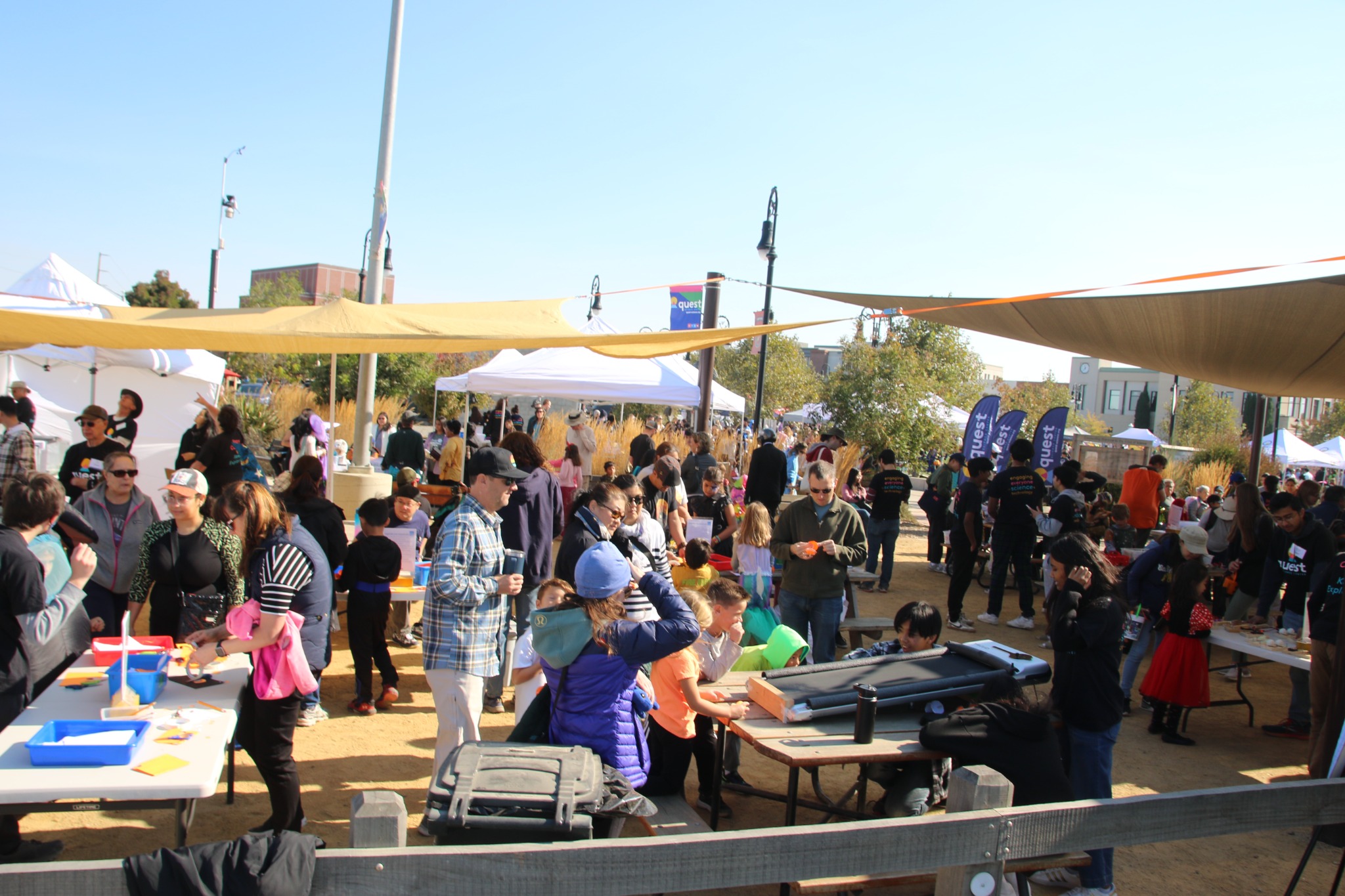 Families at a community science event